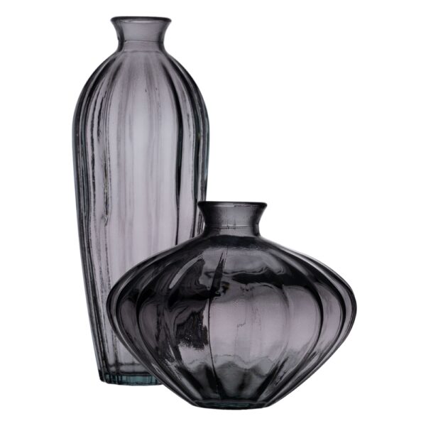 JARRÓN GRIS VIDRIO RECICLADO DECORACIÓN 12 X 12 X 29 CM - Imagen 3