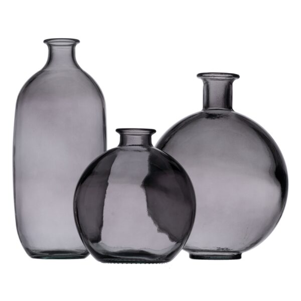JARRÓN GRIS VIDRIO RECICLADO DECORACIÓN 13 X 13 X 31 CM - Imagen 3