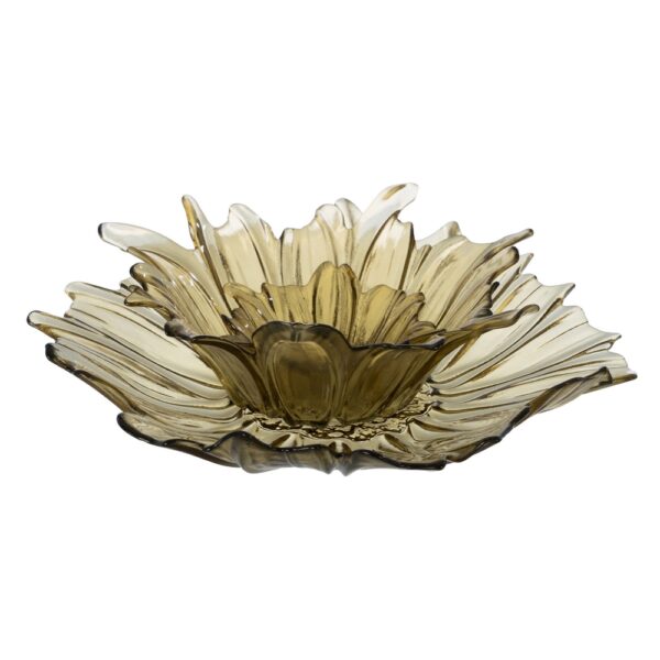 CENTRO MESA FLOR VERDE OLIVA CRISTAL 28 X 28 X 10,50 CM - Imagen 4