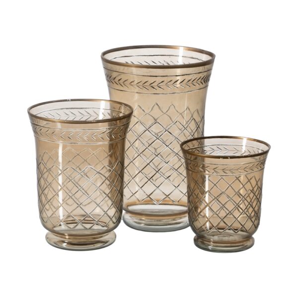 PORTAVELAS MARRÓN CRISTAL DECORACIÓN 15 X 15 X 18 CM - Imagen 3