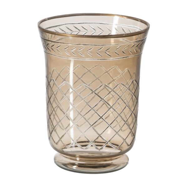 PORTAVELAS MARRÓN CRISTAL DECORACIÓN 18 X 18 X 23 CM