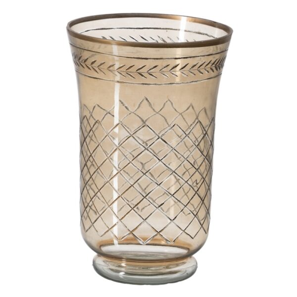 PORTAVELAS MARRÓN CRISTAL DECORACIÓN 20 X 20 X 30 CM