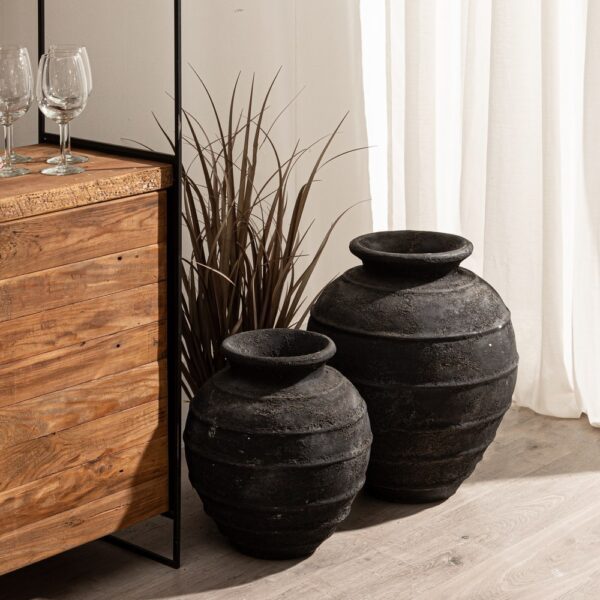 JARRÓN GRIS FIBRA DE CEMENTO DECORACIÓN 45 X 45 X 51 CM - Imagen 3