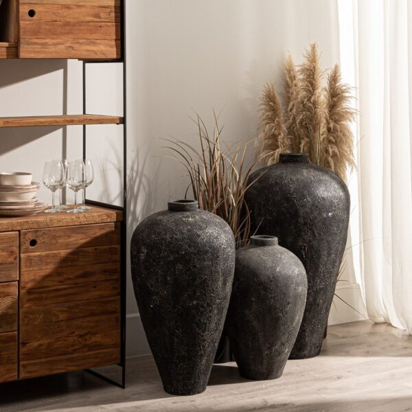 JARRÓN GRIS TERRACOTA DECORACIÓN 51 X 51 X 100 CM - Imagen 3
