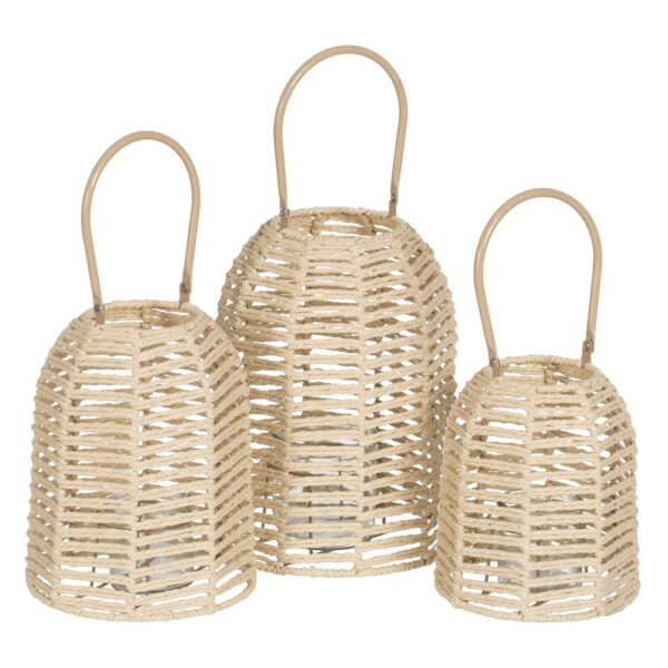 FAROL PORTAVELAS NATURAL PAPEL-METAL 18 X 18 X 20,50 CM - Imagen 3