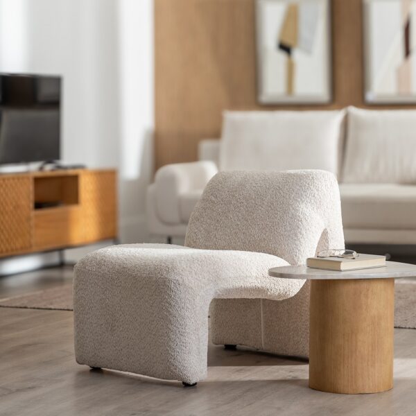 SILLÓN BEIGE TEJIDO SALÓN 62 X 86 X 69 CM - Imagen 3
