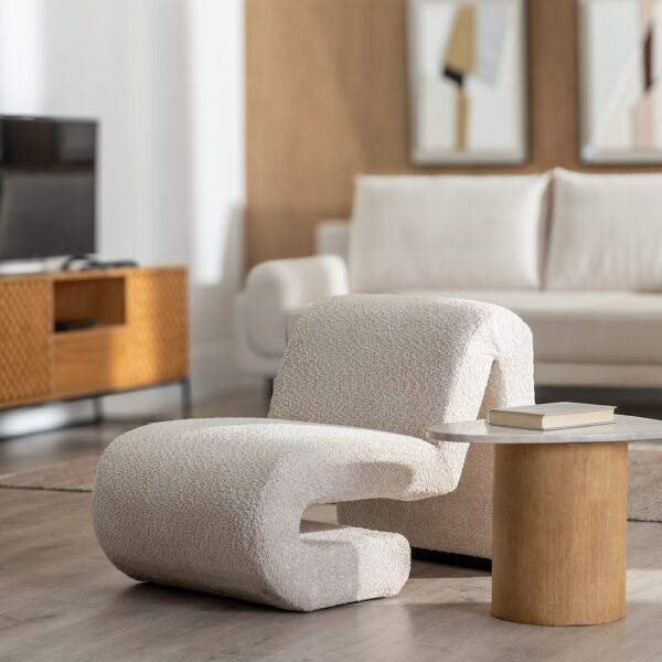 SILLÓN BEIGE TEJIDO SALÓN 60 X 90 X 63 CM - Imagen 3