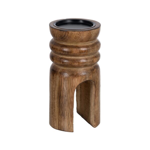 S/2 CANDELABRO NATURAL MADERA DE MANGO 11,50 X 11,50 X 23 CM - Imagen 4