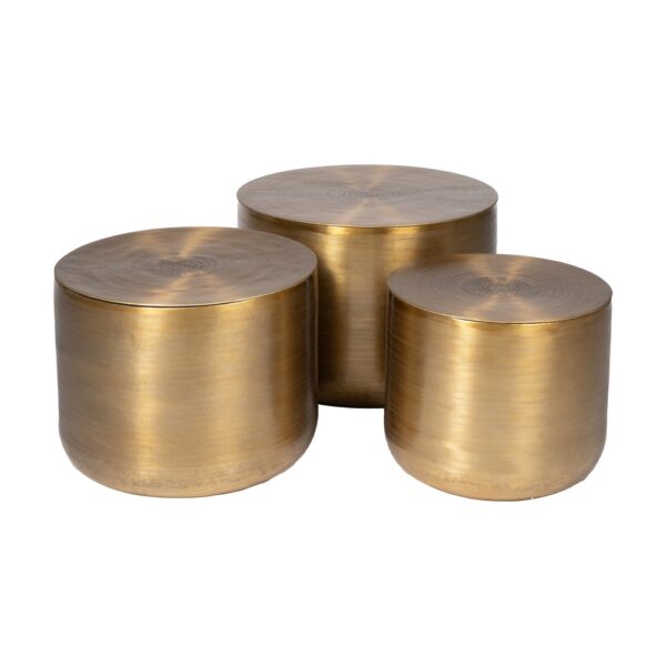 S/3 MESA AUXILIAR ORO VIEJO METAL 58,50 X 58,50 X 41,90 CM - Imagen 3