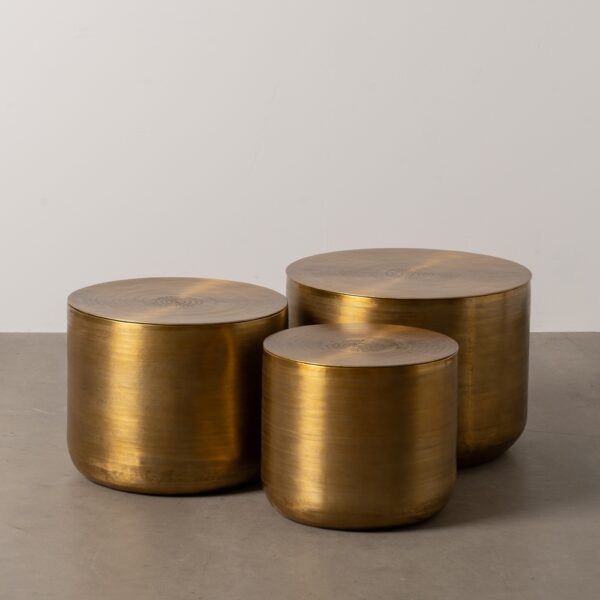S/3 MESA AUXILIAR ORO VIEJO METAL 58,50 X 58,50 X 41,90 CM