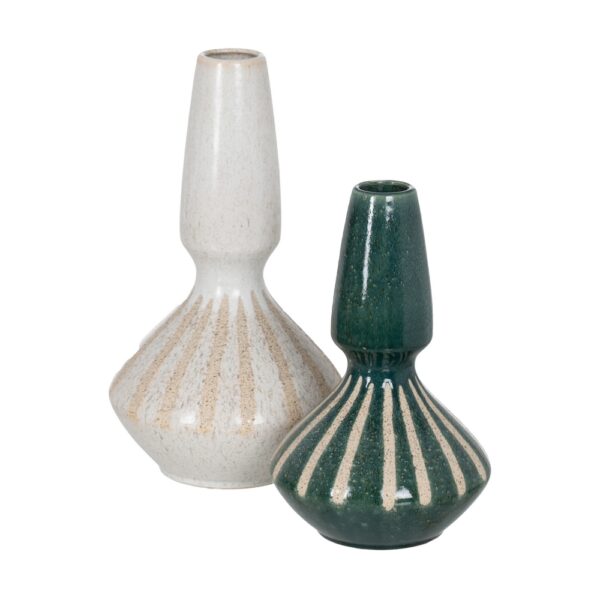 JARRÓN VERDE-BLANCO CERÁMICA 19,30 X 19,30 X 31,20 CM - Imagen 3