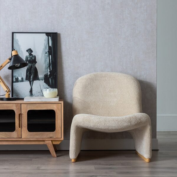 SILLÓN BEIGE TEJIDO SALÓN 70 X 78 X 73 CM - Imagen 3