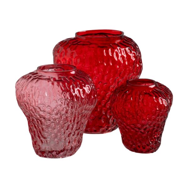 JARRÓN FRESA ROJO CRISTAL DECORACIÓN 20 X 20 X 21 CM - Imagen 3