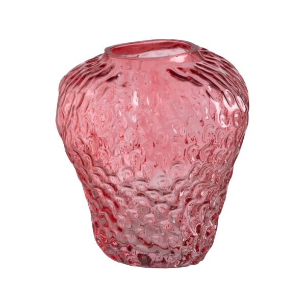 JARRÓN FRESA ROJO CRISTAL DECORACIÓN 20 X 20 X 21 CM