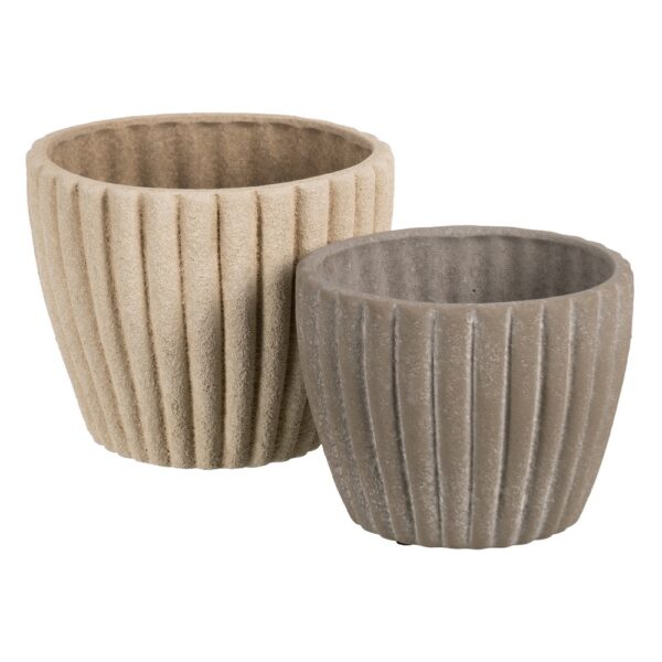 MACETERO BEIGE CERÁMICA DECORACIÓN 20 X 20 X 17 CM - Imagen 3